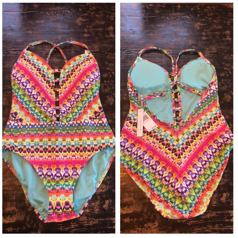 *NEW BLEU ROD BEATTIE multi colored 1 piece bathing suit. Size 10